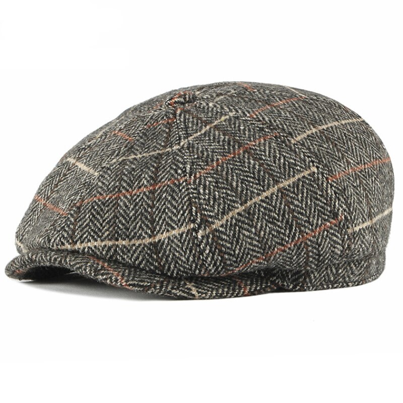 Gorro de Tweed Retro a cuadros para hombre, boina, informal, Czapka, gorros octogonales, Cappello Uomo, de invierno,