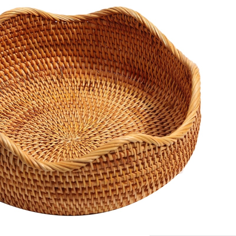 Oval Wicker Woven Basket Bread Basket Serving Basket,10.2Inch Storage Basket for Food Fruit Cosmetic Storage Tabletop and Bathro