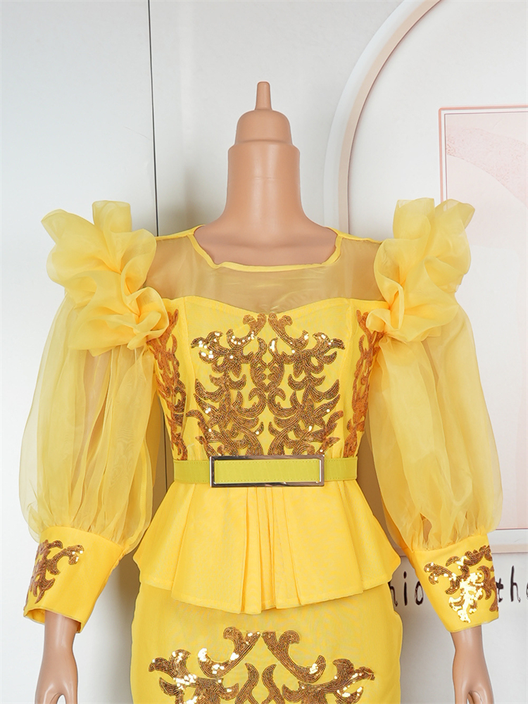 Sommarfestklänningar damer lyxiga bodycon maxi-badrock puffärmade klänningar afrikanska kläder bröllopsbalklänningar