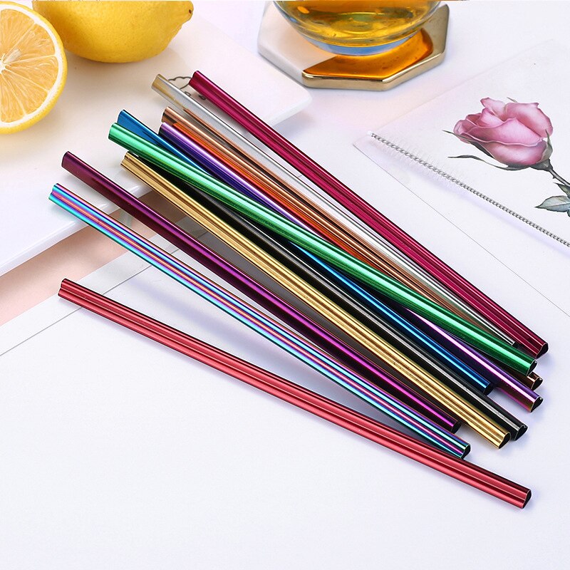 1Pc Reusable Metal Drinking Straw Heart-shaped Pearl Milkshake Straws