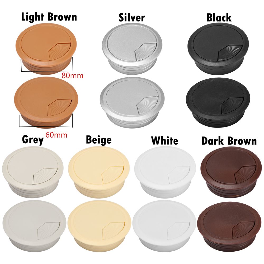 60/80mm Desk Table Plastic Cable Hole Cover PC Computer Desk Round Wire Tidy Grommet