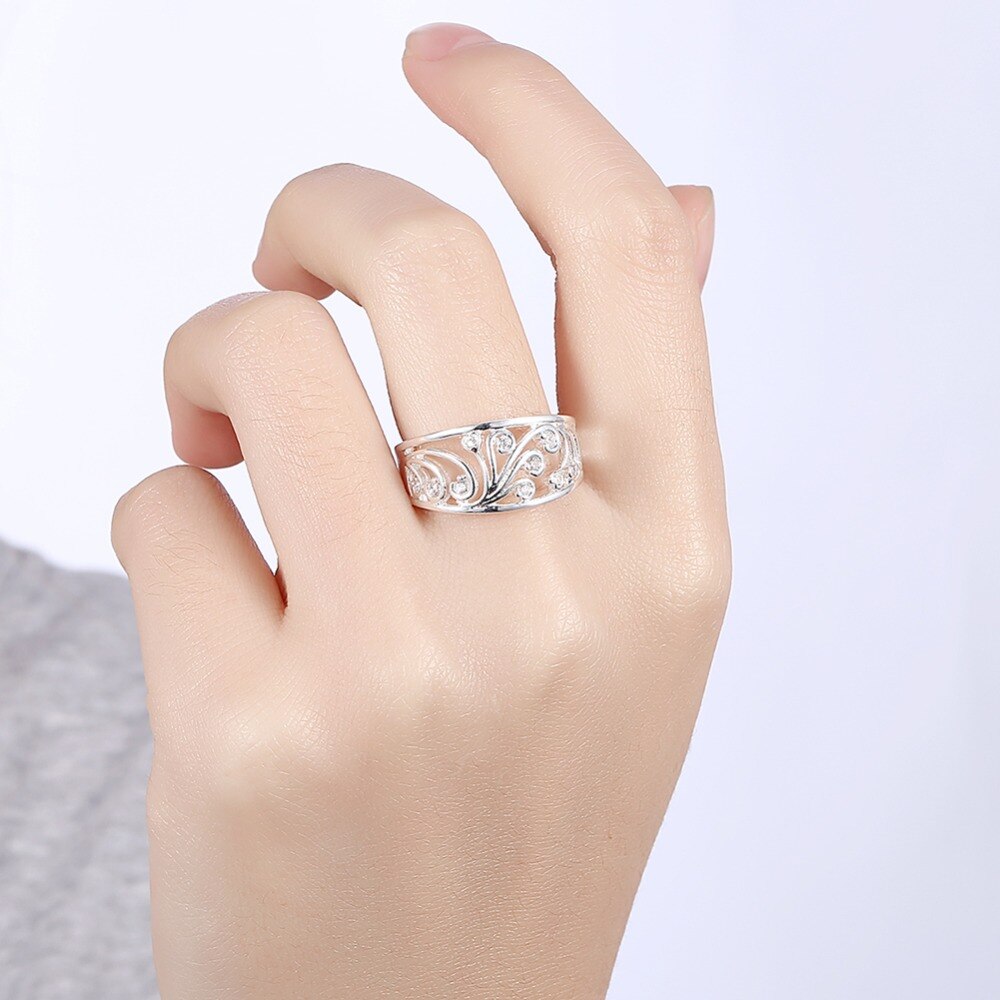 Prinses Mode Kristal steen Zilveren Ring Vrouwen lady Sieraden Engagement Wedding Party, Oostenrijkse Kristal leuke R882