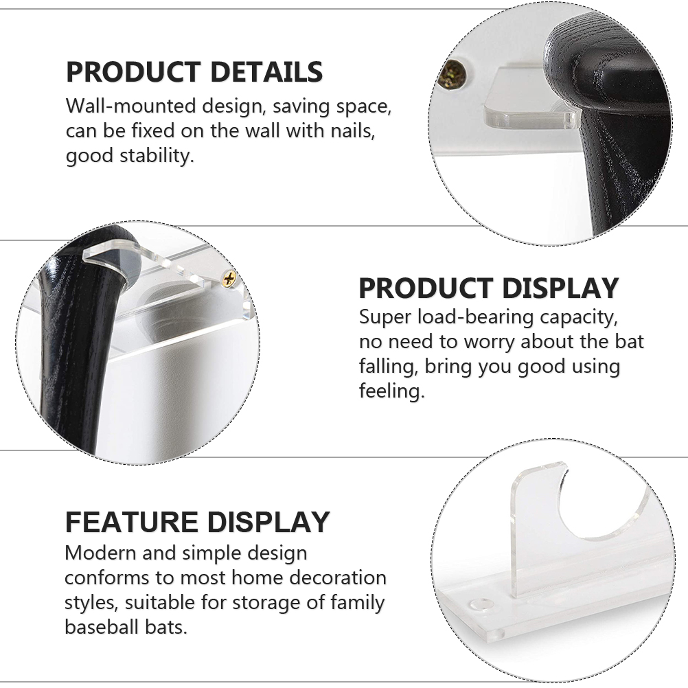Bat Holder Wall Softball Bracket Acrylic Bat Holder Vertical Bat Stand For Display Baseball Softball