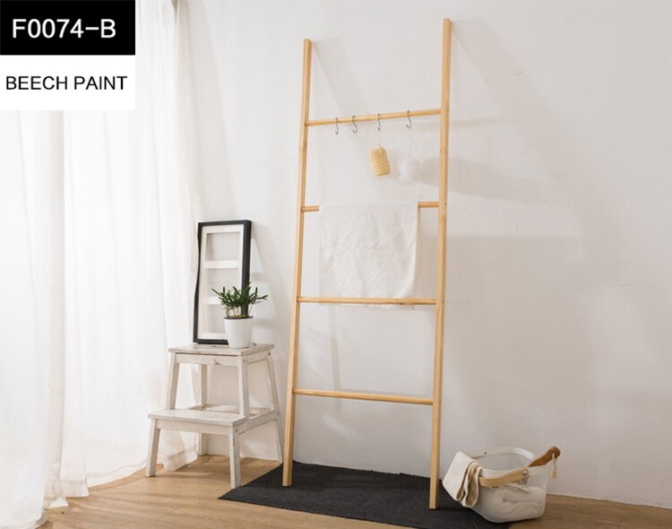 Ladder hanger trapezoidal solid wood coat rack simple bathroom hotel towel rack