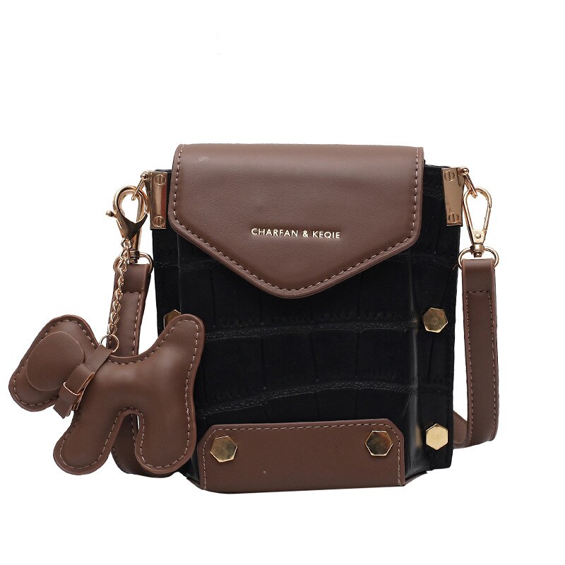 Uosc Retro Tas Mobiele Telefoon Tas Krokodil Mode Textuur Schoudertas Diagonaal Tas Dames Schoudertas Vrouwen Messenger Ba: Black