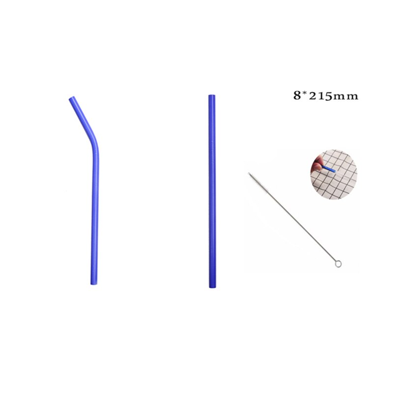 Reusable Stainless Steel Straw Induction Temperature Color Change drinking Straw with cleaner brush: 2 pack 8x215