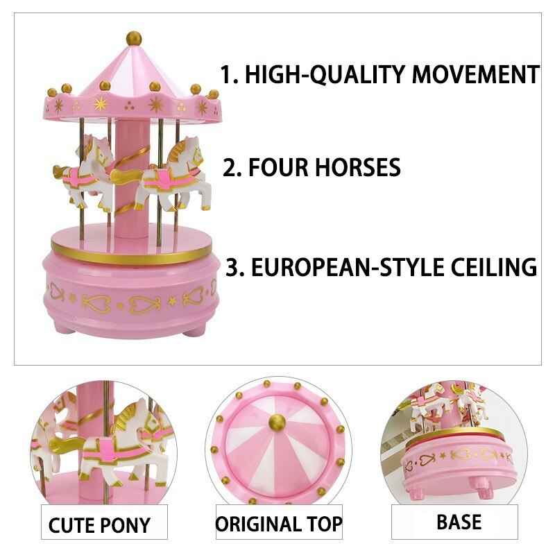 Merry-Go-Round Houten Muziekdoos Speelgoed Kind Baby Game Home Decor Carousel Horse Music Box Kerst Bruiloft
