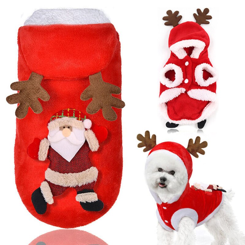 Kerst Hond Kleding Katoen Winter Kleding Voor Kleine Honden Teddy Kleding Puppy Coat Warm Hond Hoodies Chihuahua Overalls Voor Hond