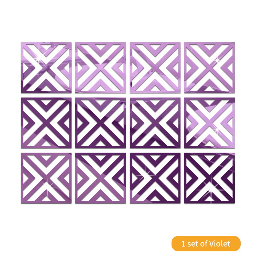 Funlife®Spiegel Aufkleber Wand Aufkleber Wasserdicht Bad Möbel Leicht zu Reinigen für Küche Home Decor Wohnzimmer Abnehmbare: violet / 28x28cmx12pcs