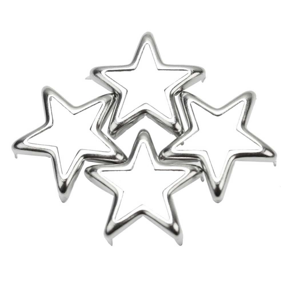 50Pcs Leathercraft Accessoires Hollow Star Vorm Metalen Studs Klinknagels Spots Spikes Voor Schoenen Kleding Decor Diy 15 Mm Zilver