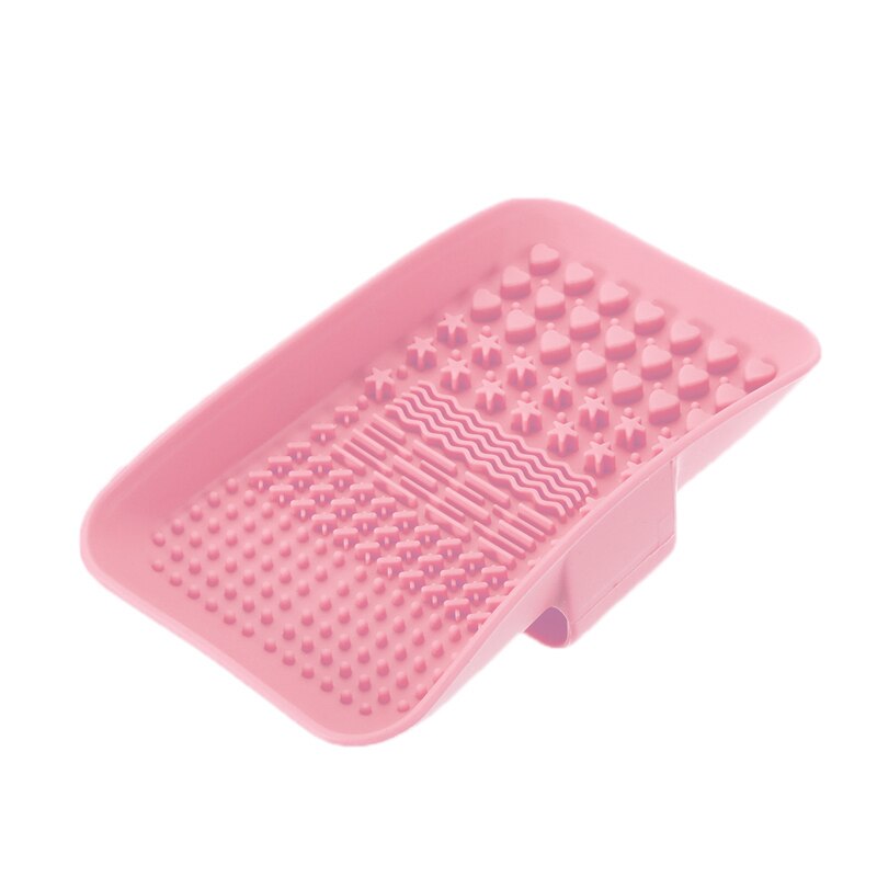 Almohadilla de limpieza para pinceles de maquillaje, tapete de silicona para cosmética, cepillo para cejas, herramienta de lavado, tabla raspadora, accesorios para brochas de maquillaje: Rosa