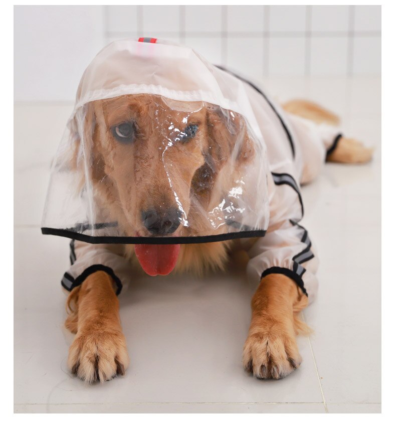 Pet Dog Raincoat Transparent Four feet Hooded Dog Clothing For Small Medium Large Dogs Outdoor Big Dog Waterproof Raincoats