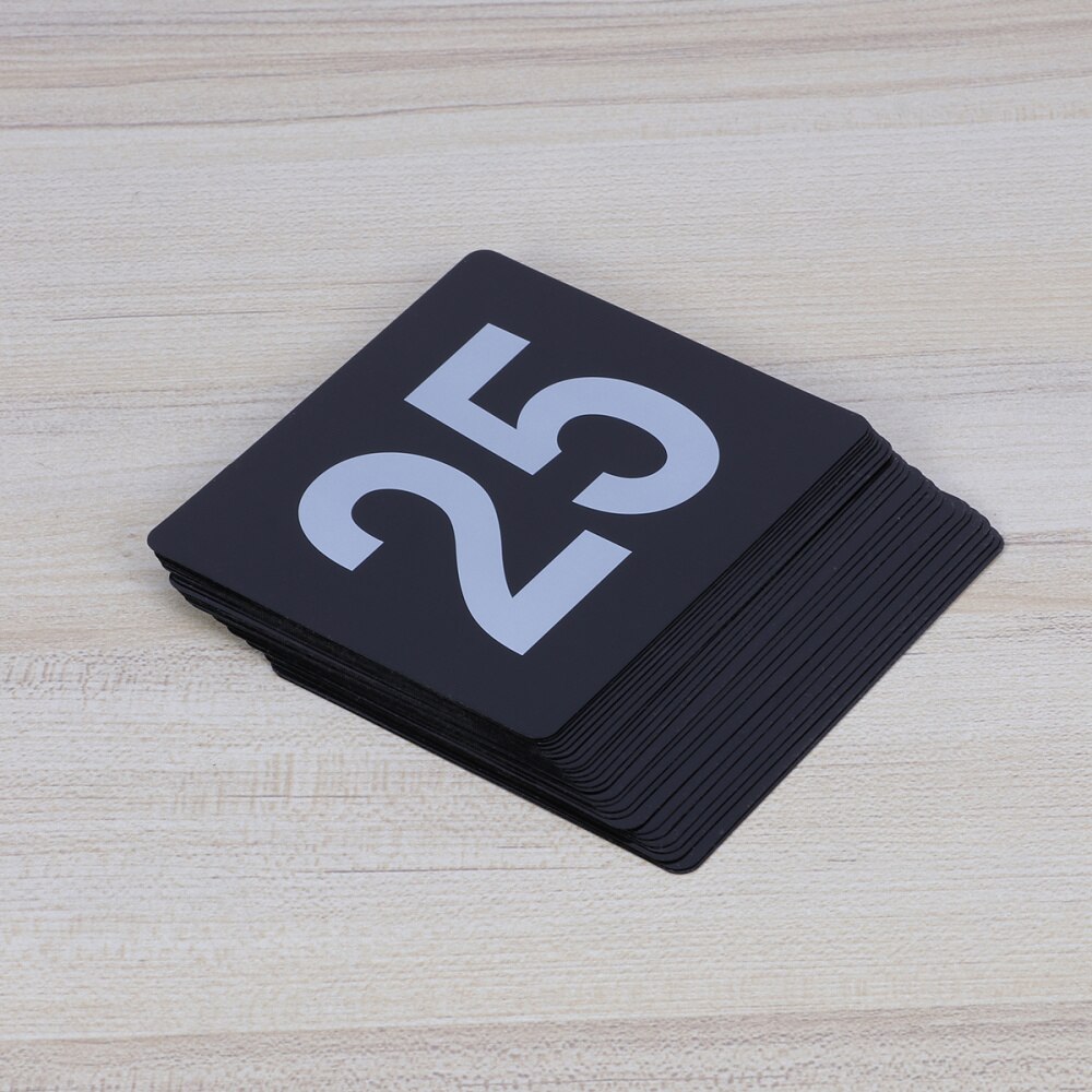 25PCS Restaurant Number Card Plastic Number Plate Table Top Number Card Seat Platform Word Plate Table Tablet Stands White: Black