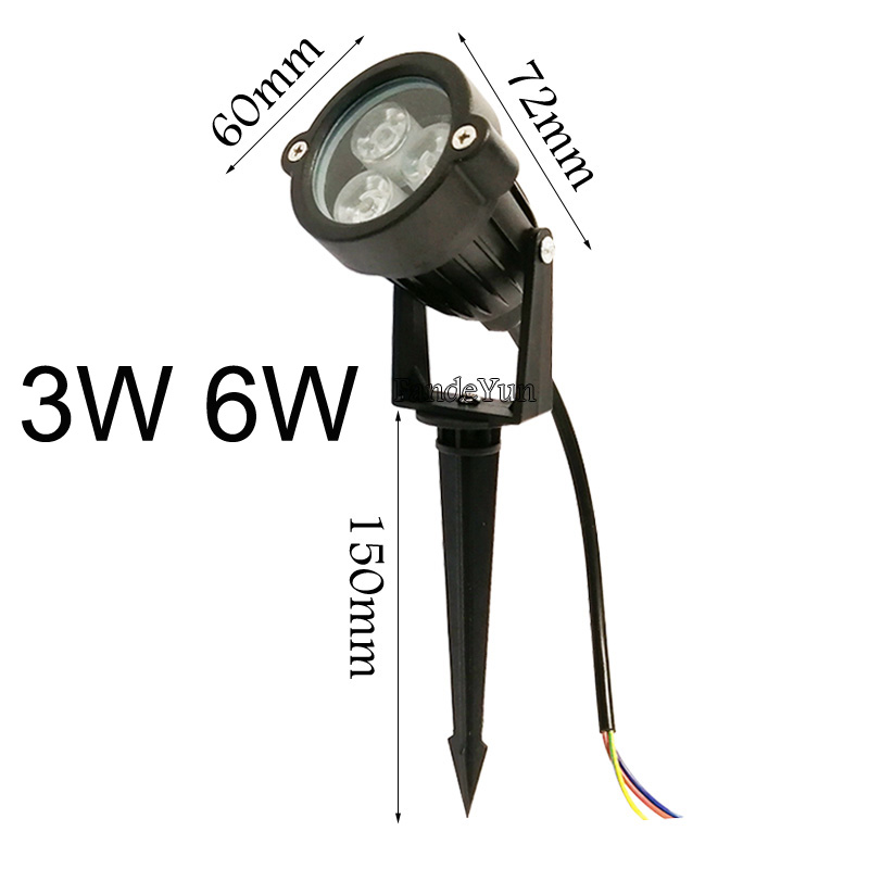 Utomhus trädgård landskapslampa  ac220 v 110v dc12v led gräsmatta lampa vattentät belysning led-lampa trädgårdsgång spotlight 3w 6w