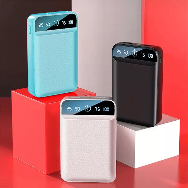 50000mAh Mini Power Bank Two-way Fast Charging Mirror Screen Digital Display External Battery for iPhone Samsung Huawei Xiaomi