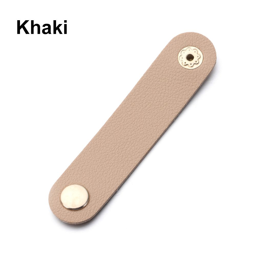Cable Organizer Leather Wire Binding Data Cable Tie Management Bobbin Winder Marker Holder Tape Lead Straps Cord Holder: Khaki