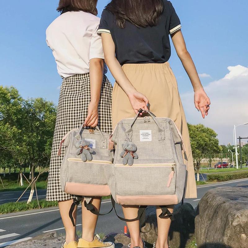 Mochila escolar feminina, 2 tamanhos, estilo coreano, de lona, para laptop, sacos de viagem