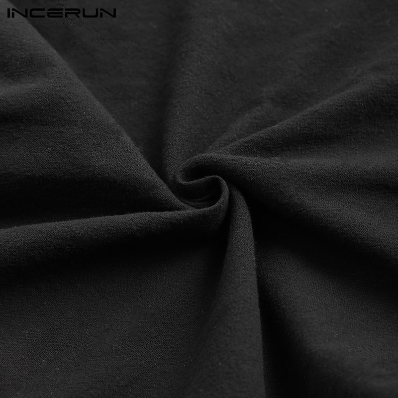 Incerun joggers herre solid elastisk talje bukser med brede ben retro casual bukser smart trend komfort bomuld herre streetwear