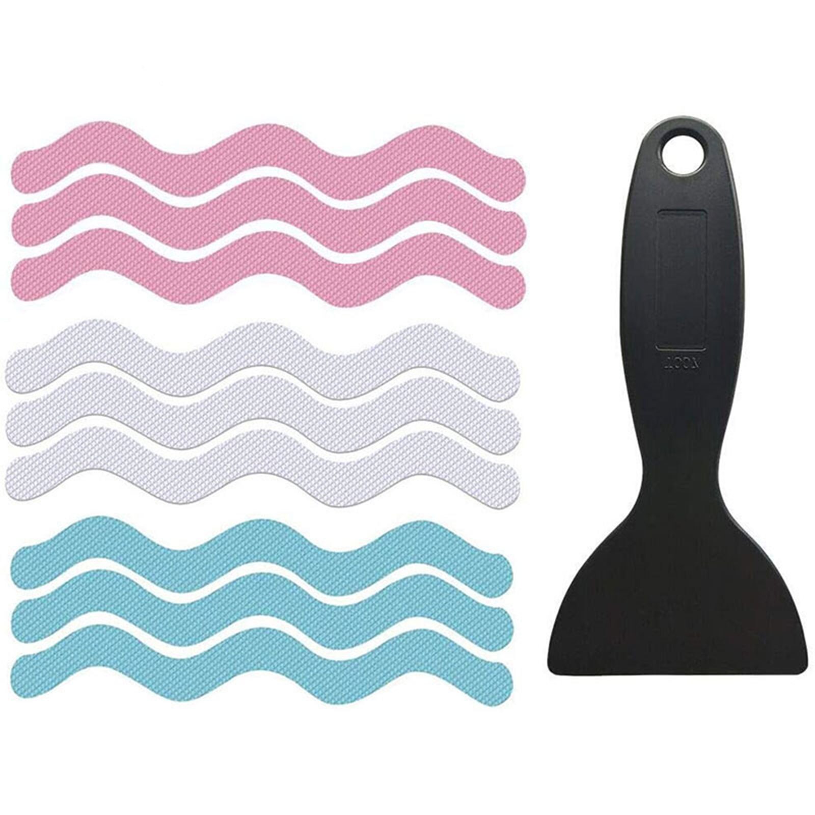 24Pcs S Wave-shaped Non-slip Strip Crushed Stone Texture Safety Transparent Bathroom Accessory