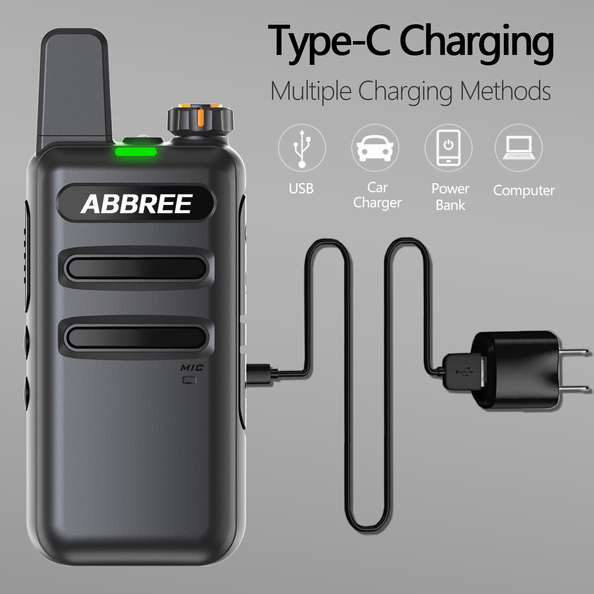 ABBREE AR-F19 Scanner Frequency Walkie-talkie Automatic Wireless Copy Frequency Powerful support USB Charging Radio for BF-888S