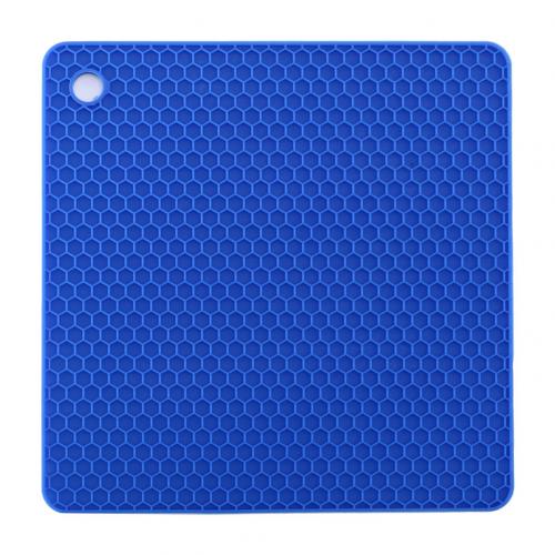 tapis de Table à manger carré en nid d'abeille en Silicone résistant à la chaleur: Dark Blue