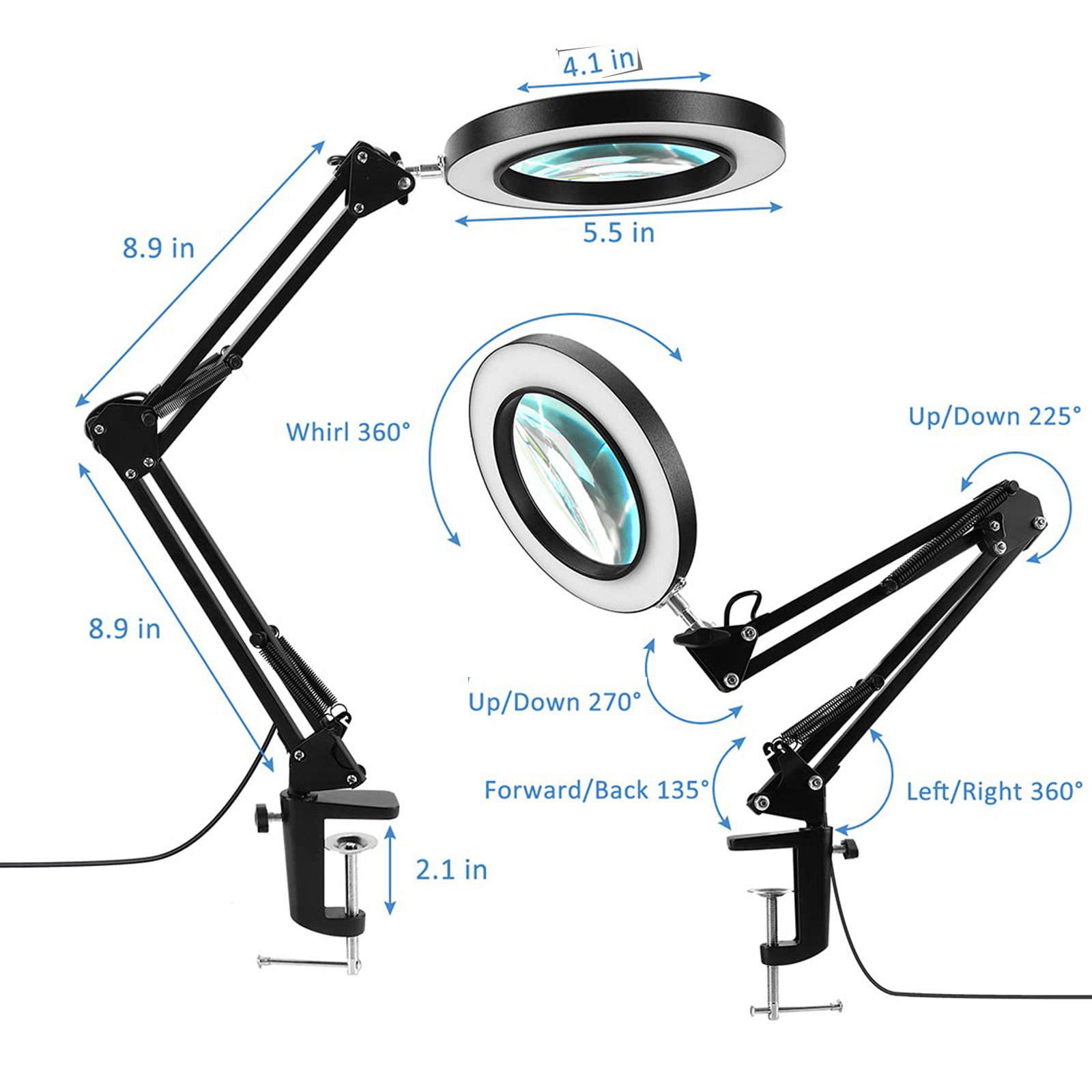 10X Echt Glazen Vergrootglas Tafellamp en Clip-On LED Verlichte Vergrootglas voor Soldeerbout Reparatie Lezen Ambachten Close-Up werk