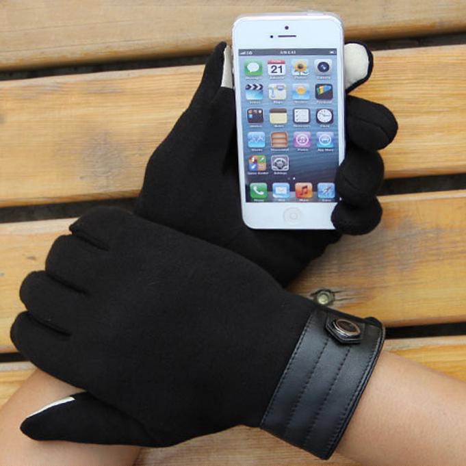 Men Touch Screen Winter Outdoor Sport Waterproof Warm Thermal Gloves Black Mittens Full Finger Flexible Windstopper