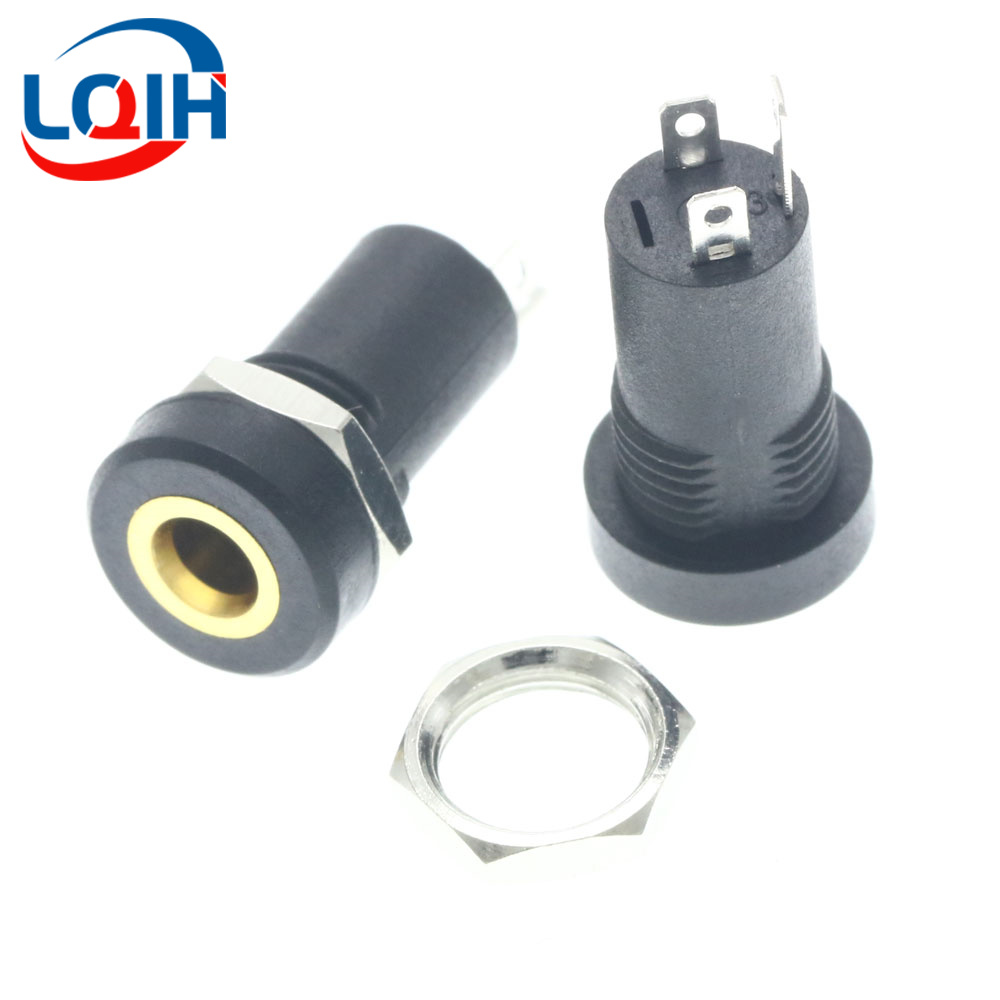 10 Uds 2,5 3,5 MM conector para auriculares Audio Video hembra conector estéreo de doble canal conector estéreo montaje en Panel de soldadura PJ-210B PJ-392: Beige