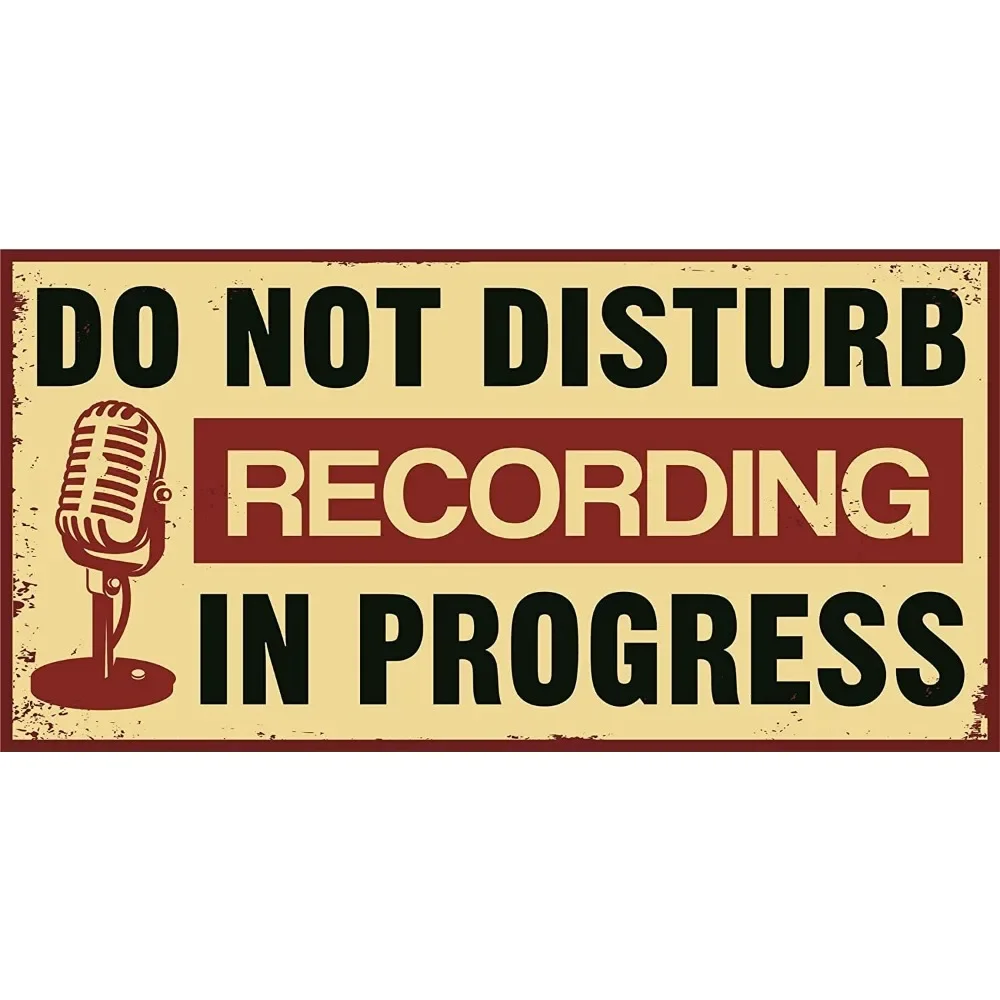 Recording in progress do not disturb door sign - tin metal door signs and plaques accessories for home recording studio: 20x30cm