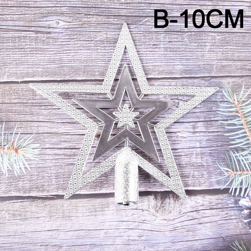 1pc Gold Silver Red Star Christmas Tree Top Star 3D Five-point Star Christmas Home Table Topper Xmas Decoration Merry Christmas: B-10cm1pc