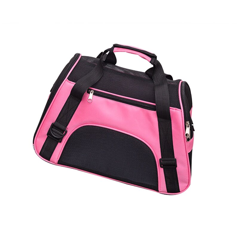Folding Pet Carry Bag Nylon Breathable Mesh Cat Carriers Outside Portable Dog Travel Bag Outdoor Small Pet Carrying Handbag: Pink / L
