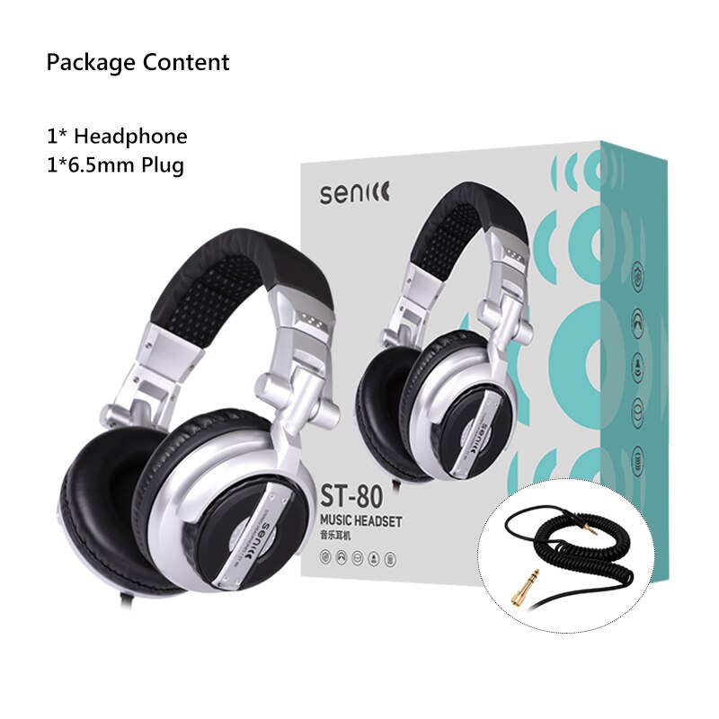 Senicc ST-80 Professionele Dj Studio Monitor Hoofdtelefoon Stereo Draagbare Headset Met 3.5 Mm 6.3 Mm Jack 50 Mm Dirver Uitgebreide koord