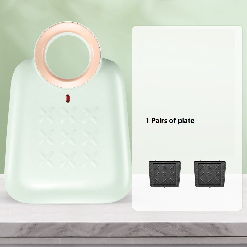 Máquina eléctrica para hacer el desayuno para sándwich, dispositivo antiadherente portátil para hornear Pan tostado, con enchufe de la UE/REINO UNIDO/AU/EE. UU., 220V: green 1plate