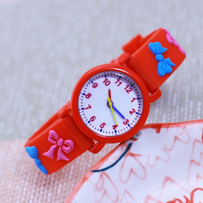 Chaoyada – montres à nœud papillon pour fille, jouet mignon, Six couleurs, pour petite écolière de la maternelle: bowknot red
