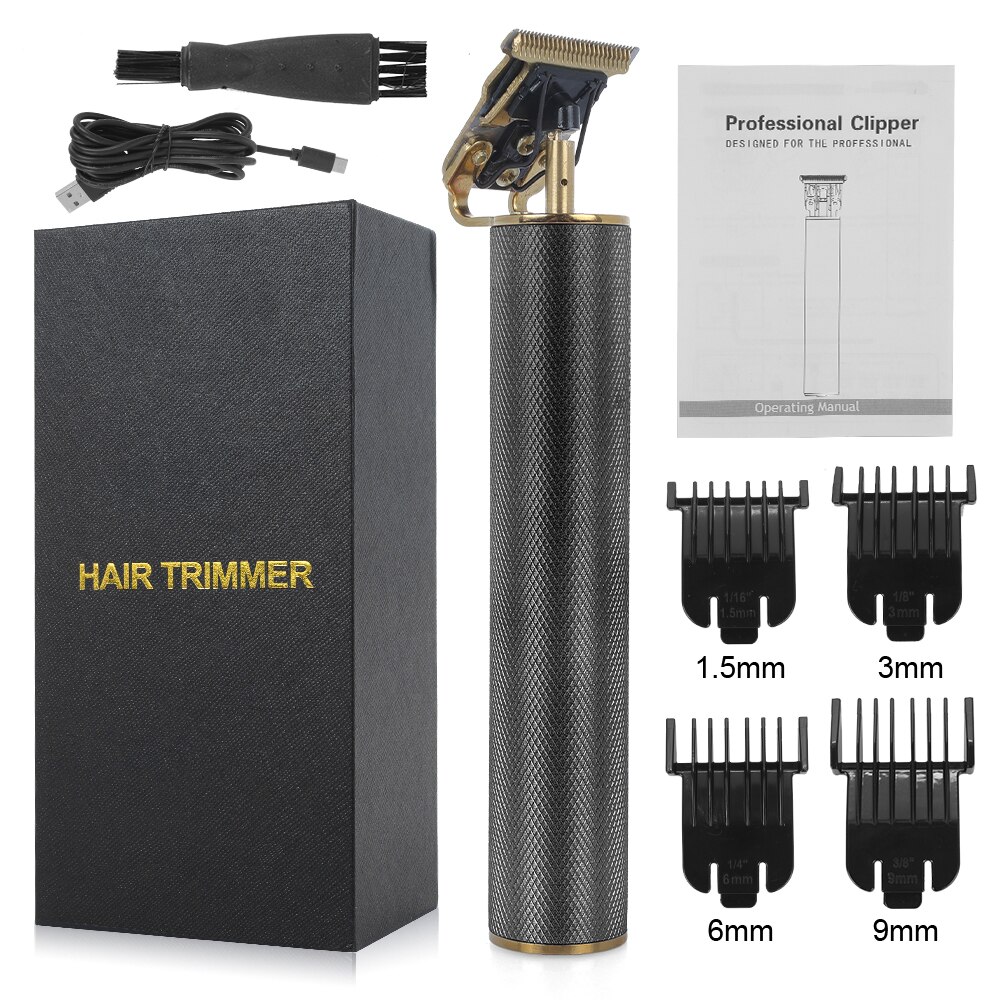 T9 Electric Clipper Trimmer T-Outliner Barber Shaving Machine Beard Trimmers Shaver Cordless Haircut Men Razor: Black with gift box