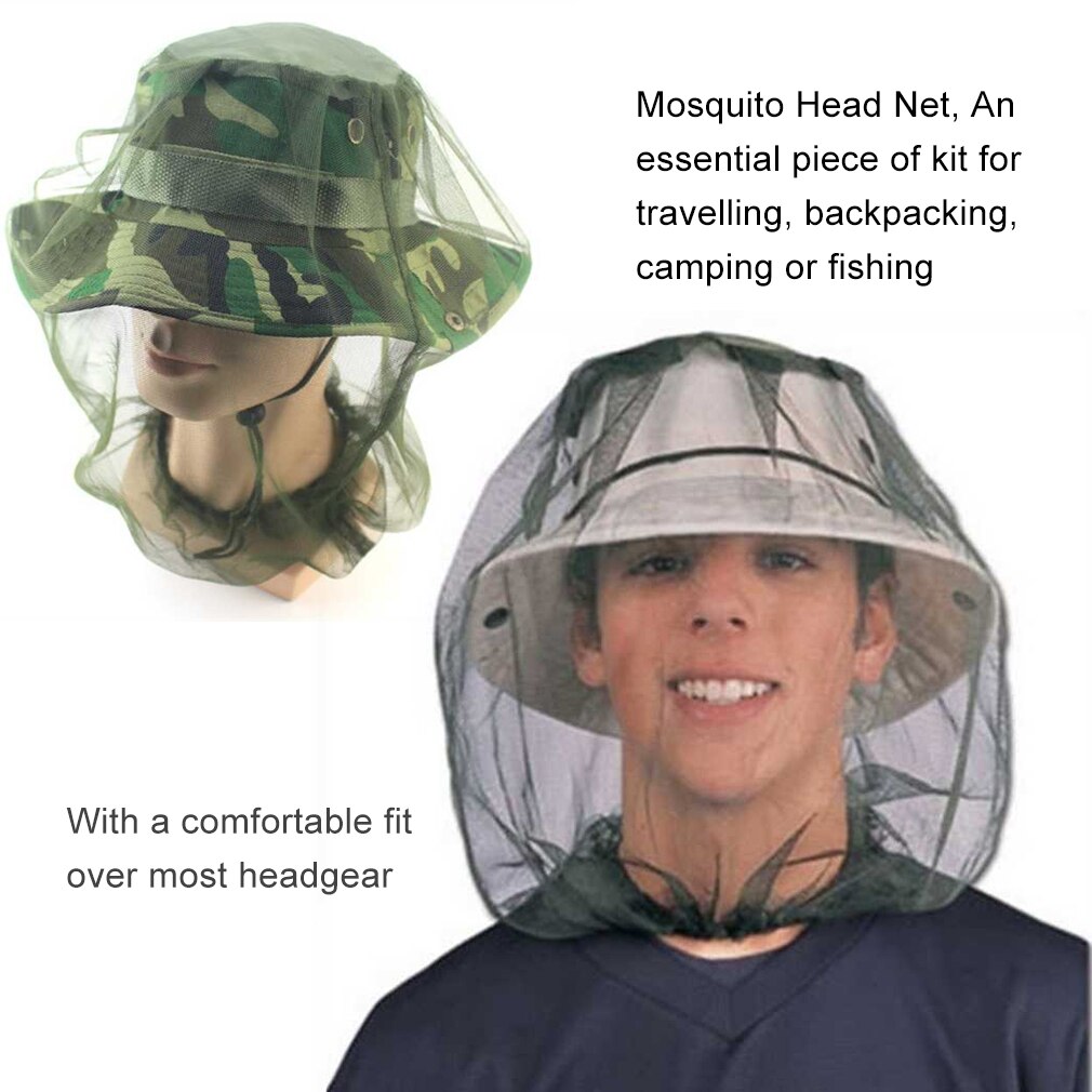 Fabric Midge Mosquito Insect Hat Bug Mesh Head Net Face Protector Outdoor Travel Camping Fishing Hat Face Protective Cover
