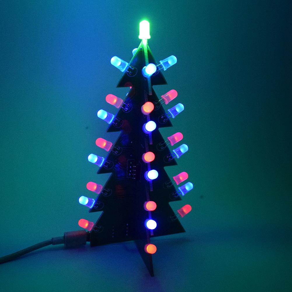 3d juletræ ledet holdbart bærbart flash kredsløbssæt elektronisk haveindretning scene rekvisitter