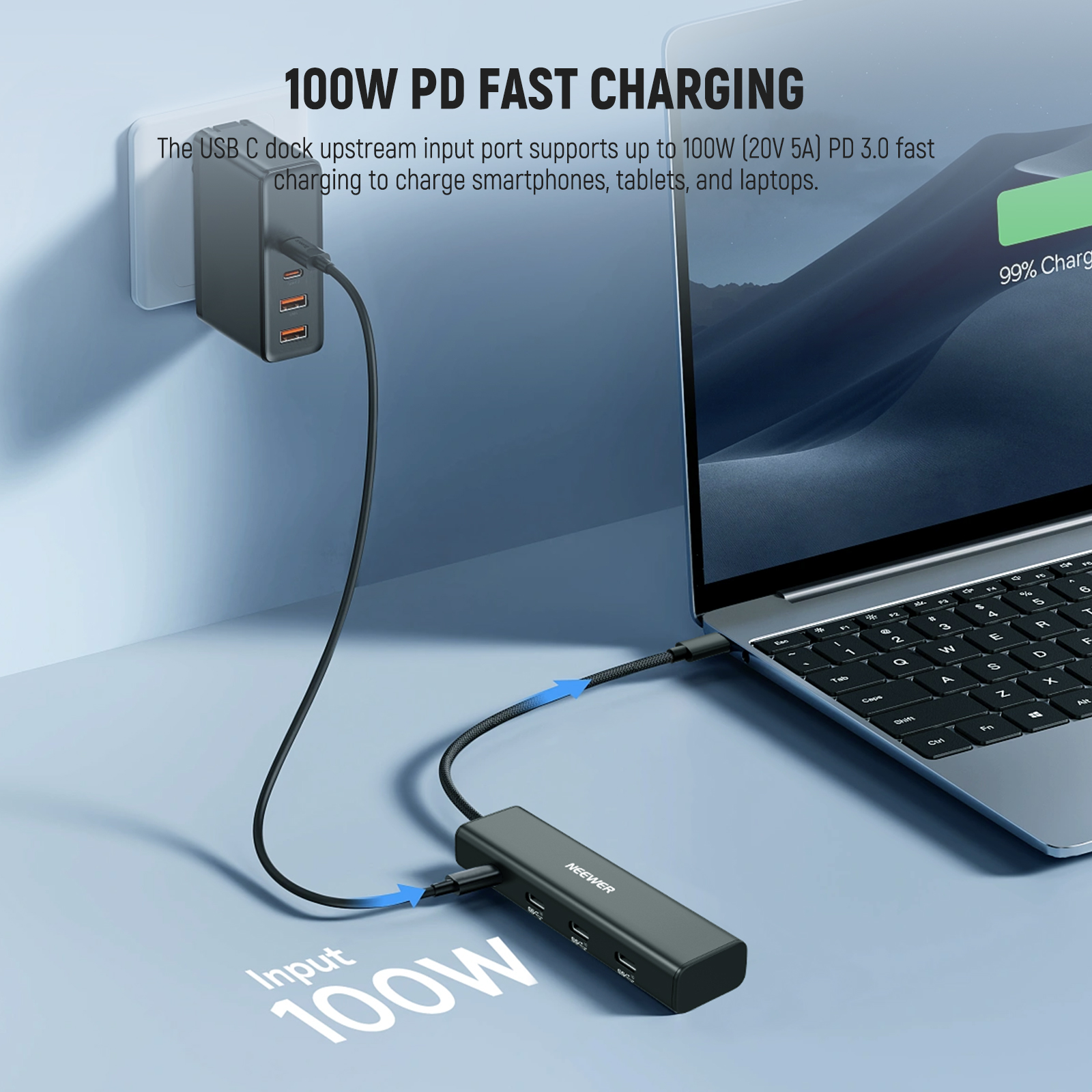 NEEWER USB C Hub Dock avec adaptateur de chaussure froide, Dongle adaptateur Multiport 4 en 1 pour iPhone 16 15 iPad Mac Android PC ordinateur portable