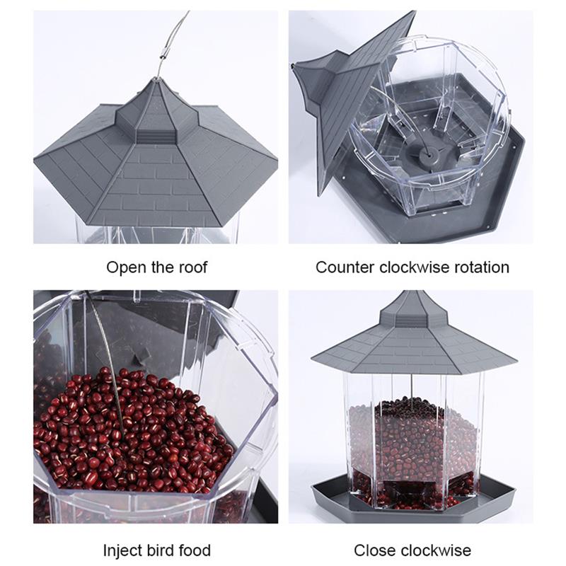 Hanging Wild Bird Feeder Outdoor Bird Feeders Food Container Gazebo Bird Feeder for Garden Yard Decoration and Kids