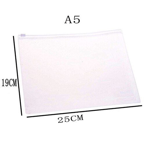 4 tamanho Transparentes Sacos De Arquivo Zíper A4/B5/A5/A6 Tamanho À Prova D' Água Bolsa de Arquivo de Documento de viagem de Negócios bolsa de armazenamento: 250X190MM A5