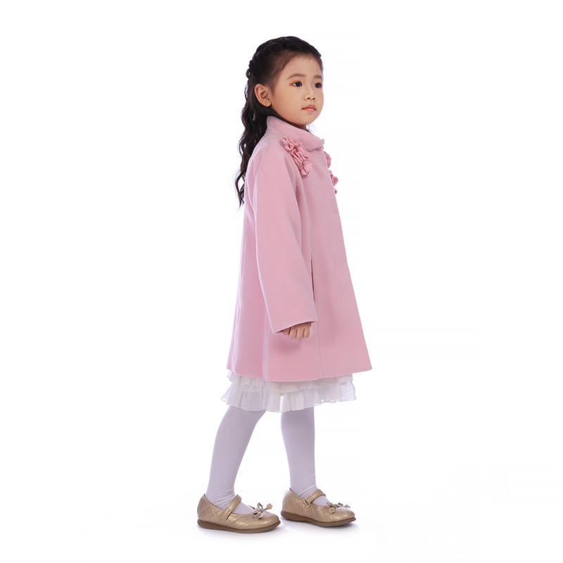 Abrigo cálido rosa para niñas, prendas de vestir, chaquetas para niños, abrigo informal de flores rojas, Otoño e Invierno
