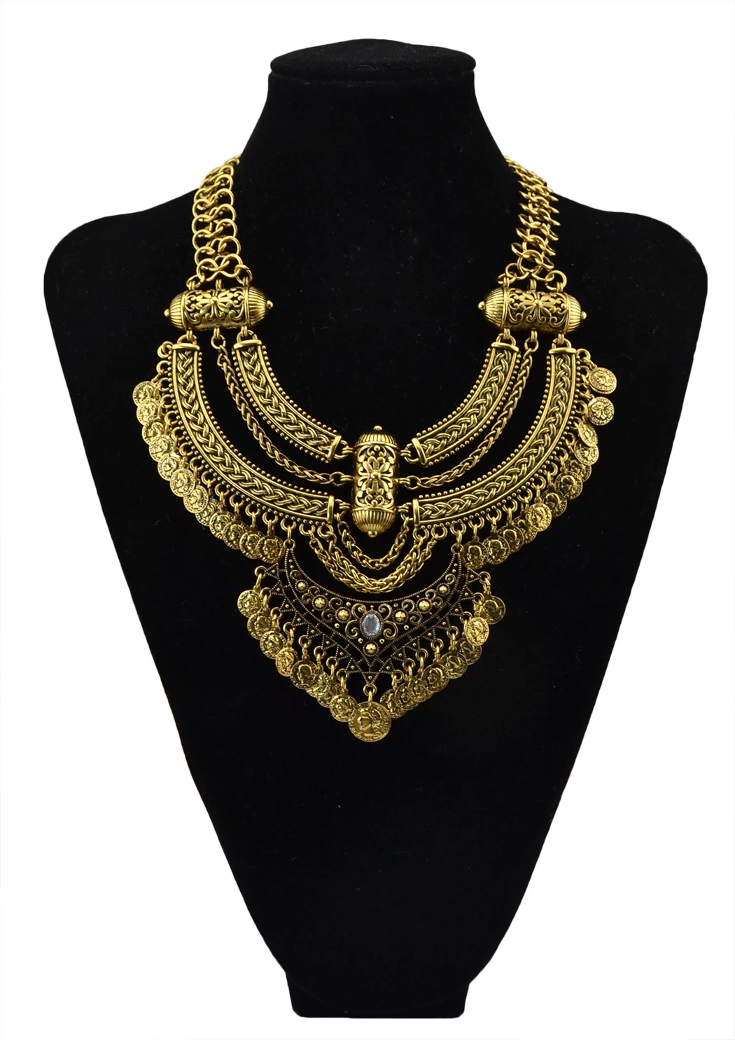 Gypsy Boehmian Hippie Kraag Kettingen voor Vrouwen Grote Dikke Tibetaans Zilveren Metalen Ketting Festival Turkse Partij Sieraden Cadeau