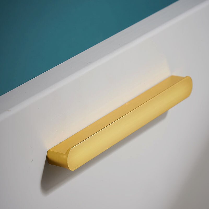 Bright gold cabinet door handles with round head Black long bar handle Kitchen bathroom furniture doorknob Cupboard pulls
