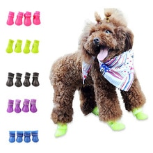 4 Stks/set Hond Schoenen Waterdicht Regen Pet Rubber Laarzen Duurzaam antislip Outdoor schoenen Candy Kleur Voor Kleine honden Puppy Teddy