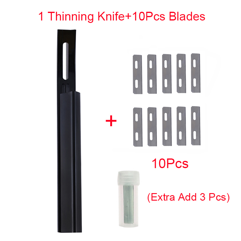 Cuchillo de seguridad para cortar cuero, herramienta para biselar con 3 cuchillas, herramienta para cortar cuero: Black-10Pcs Blades