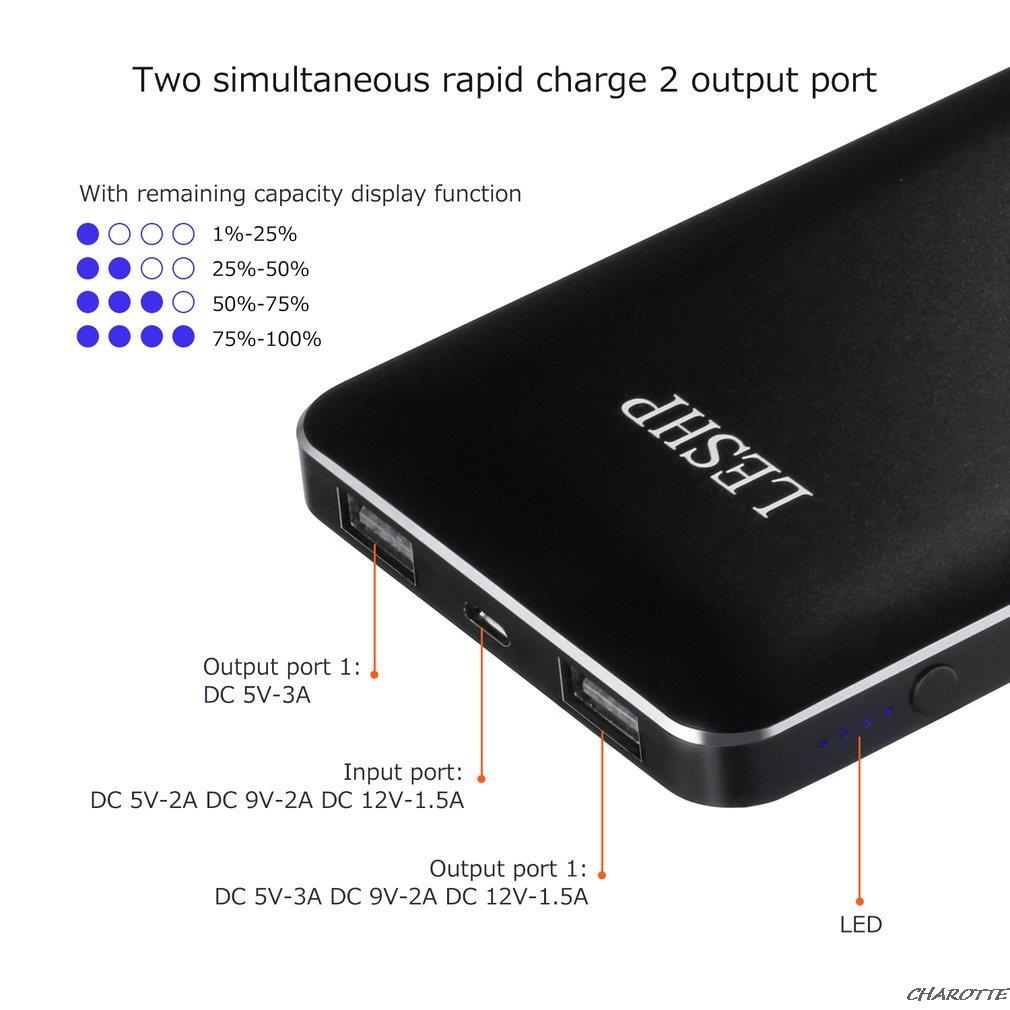 LESHP PowerBank Aluminum Alloy 3.7V 10000MA 37Wh Universal Portable External Battery Pack Compact Ultra-slim Easy To Carry