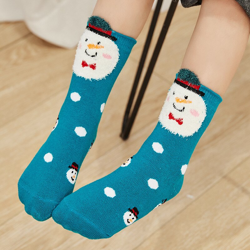 Chaussettes de noël père noël enfants unisexe noël coton Festival motif rayé chaussettes de neige pour fille bébé enfants jambières