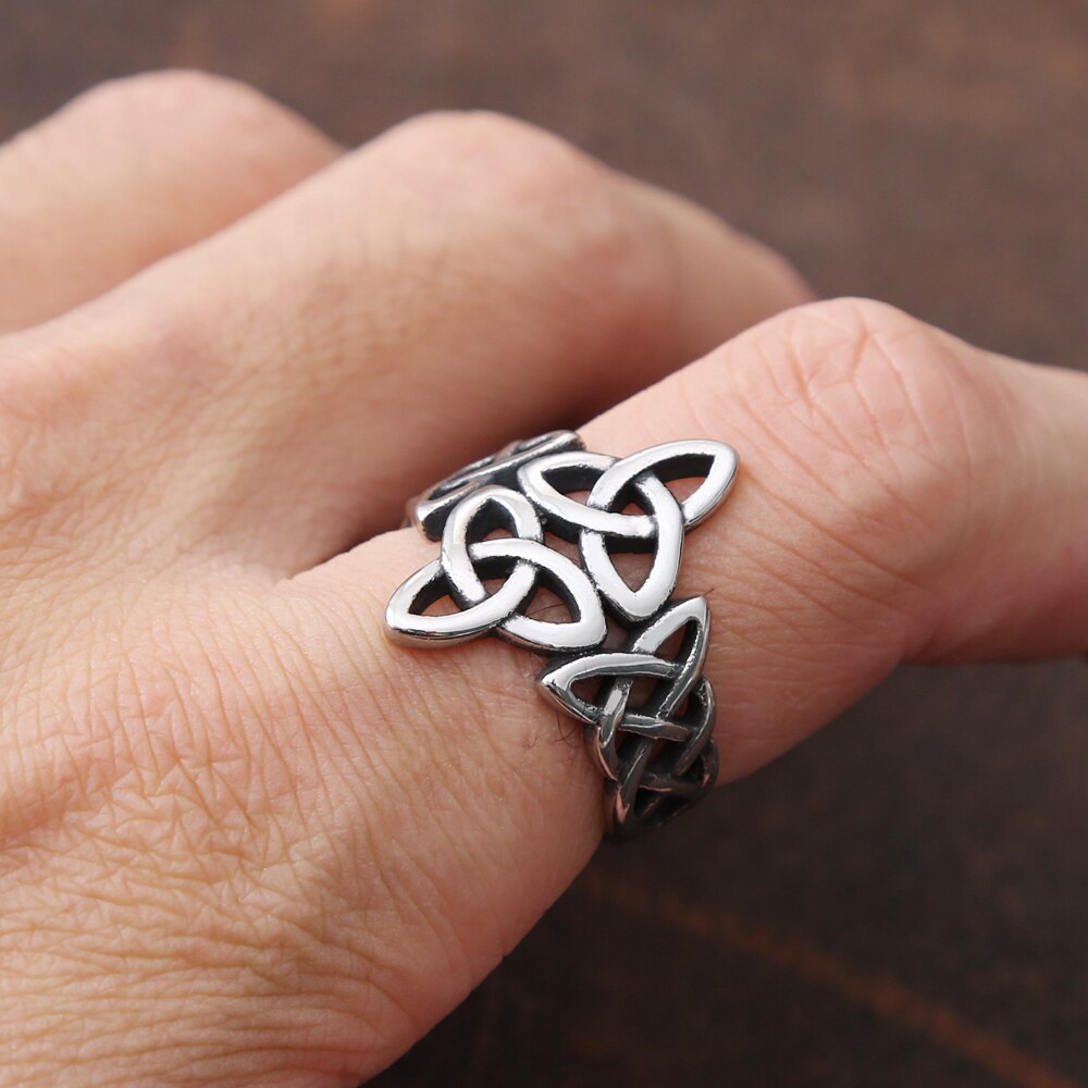Triquetra Celtics Knot Ring Steel Color Nordic stainless steel Viking ring men and women Irish Celtic jewelry anniversary