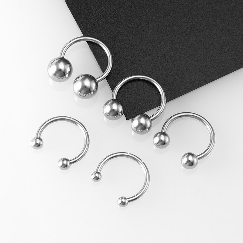 5pcs Chirurgisch Staal Bcr Septum Lip Piercing Neuspiercings Hoop Hoefijzer Nep Neusring Oor