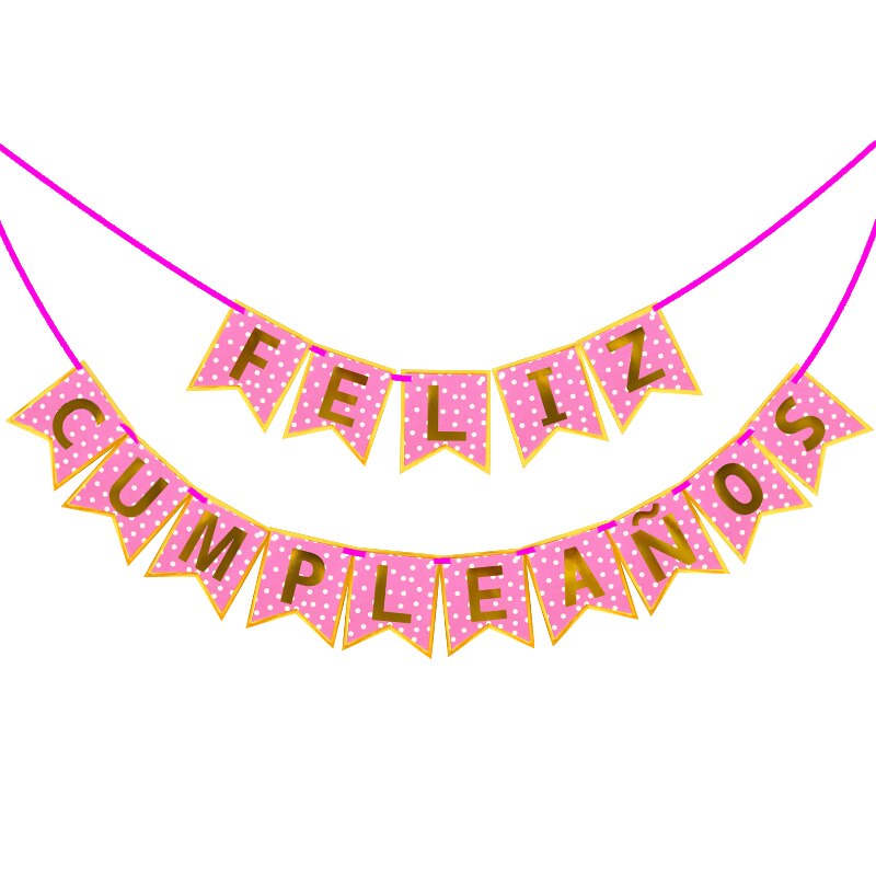 Guirlande de banderoles en papier, banderole espagnole joyeux anniversaire, drapeaux suspendus pour fête d'anniversaire, fournitures de décoration pour fête prénatale, 1 ensemble: DB01